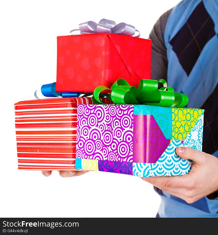 Present gifts in men s hands