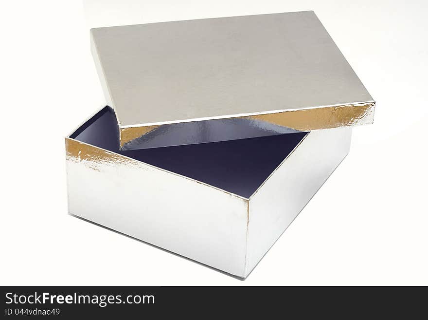 Silver gift box isolated on white background. Silver gift box isolated on white background