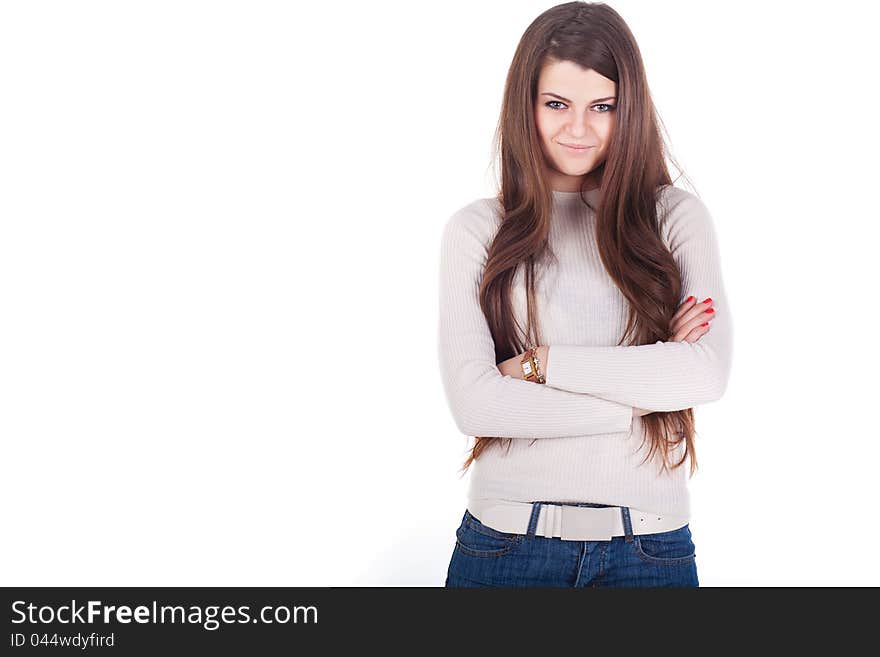 Young casual woman style isolated white background