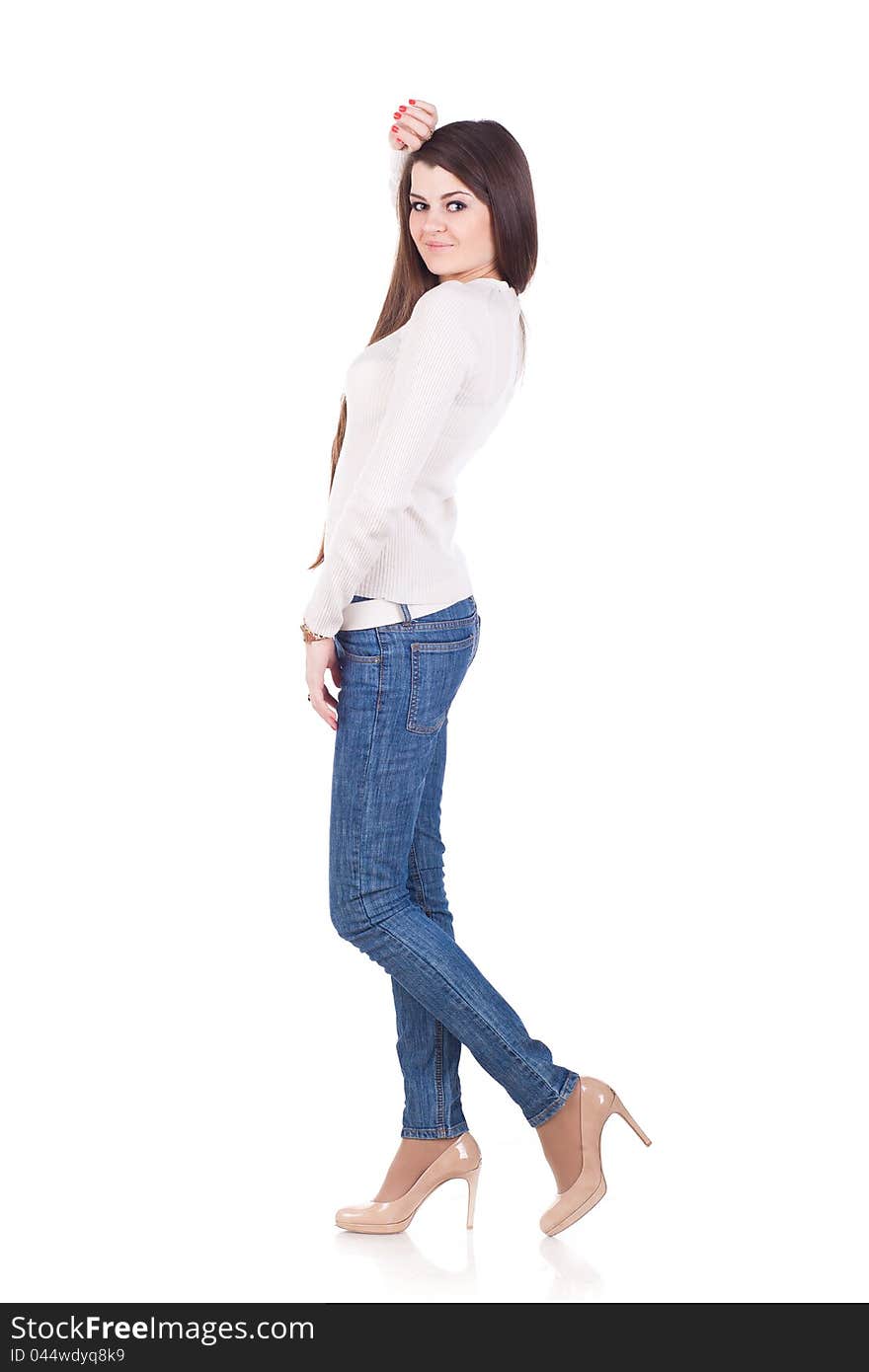 Young casual woman style isolated white background