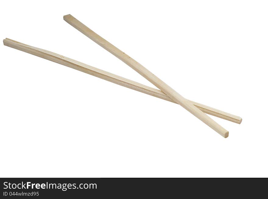 Wooden Chopsticks on isolated white background