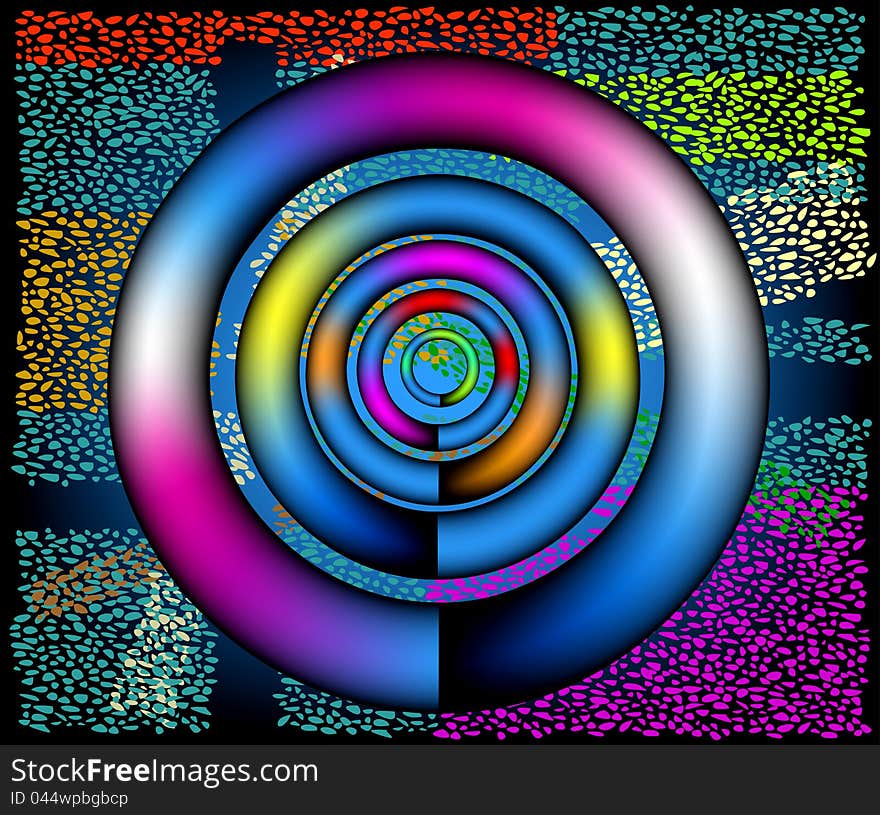 The circular pattern on the background color. The circular pattern on the background color