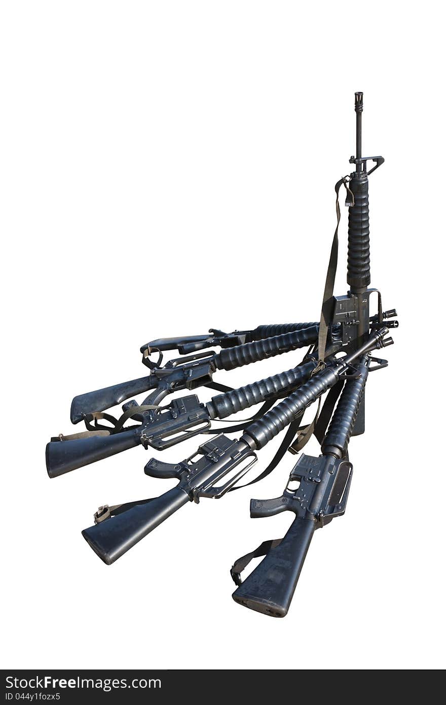 Machine guns  M.16 with clipping path