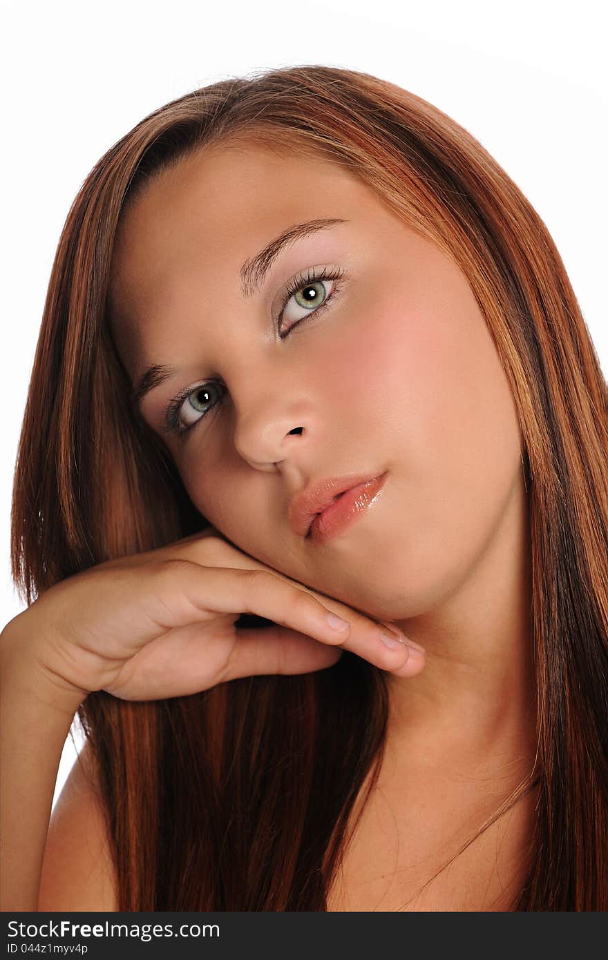 Young woman's portrait isolated on a white background. Young woman's portrait isolated on a white background