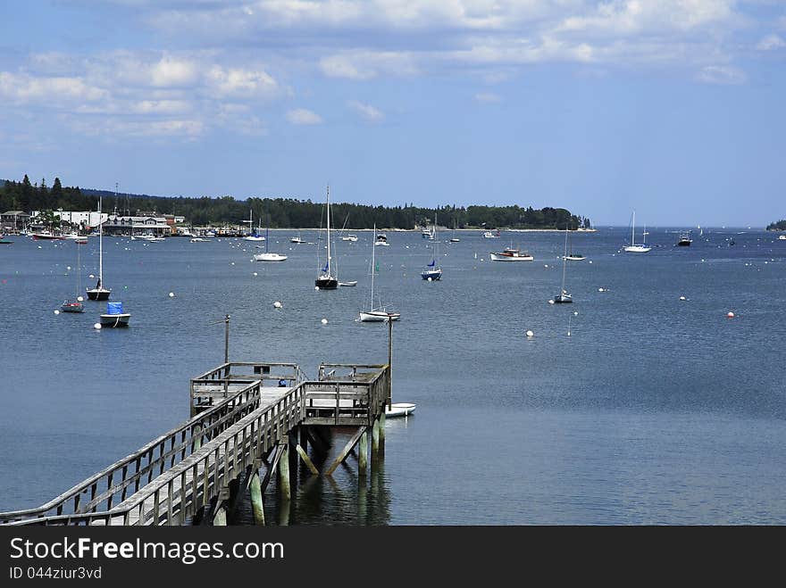 Wooden Dock in a Maine Harbor