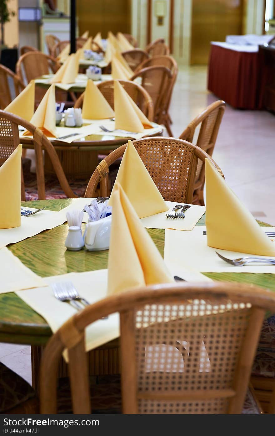 Tables at summer cafe in hotel