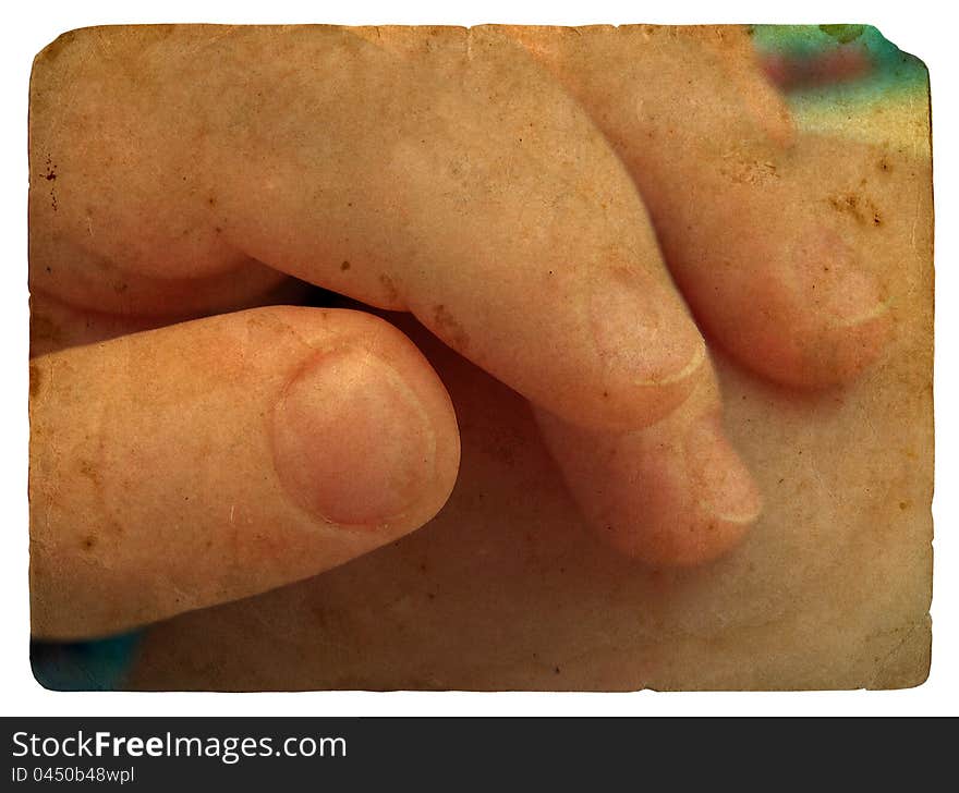 Children S Hand. Old Postcard.