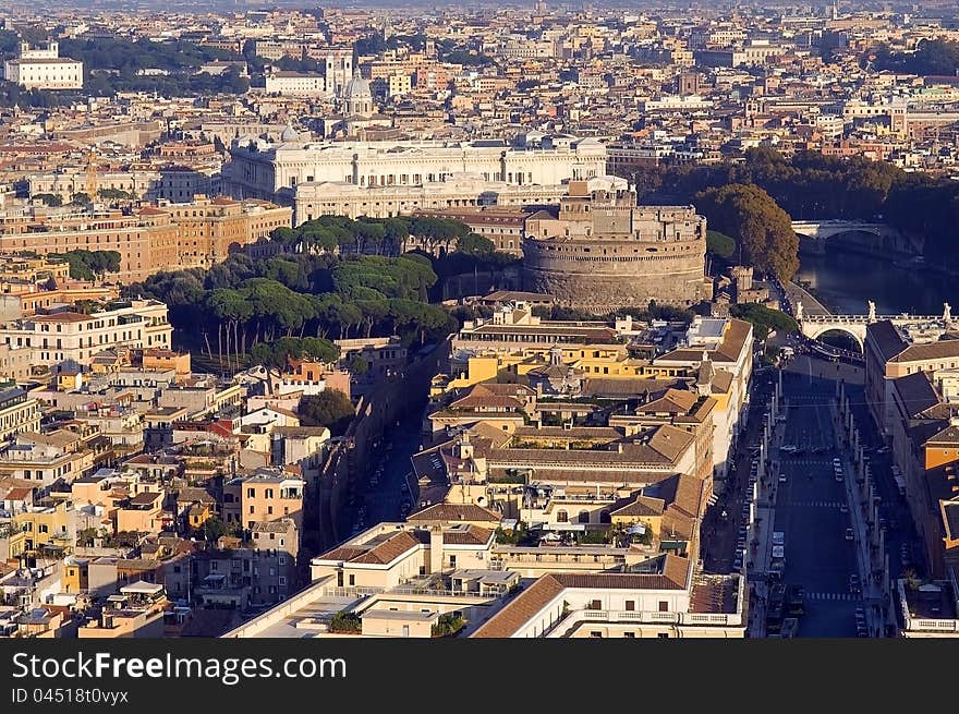 View from the castle Sant'Angelo in Rome,Italy. View from the castle Sant'Angelo in Rome,Italy