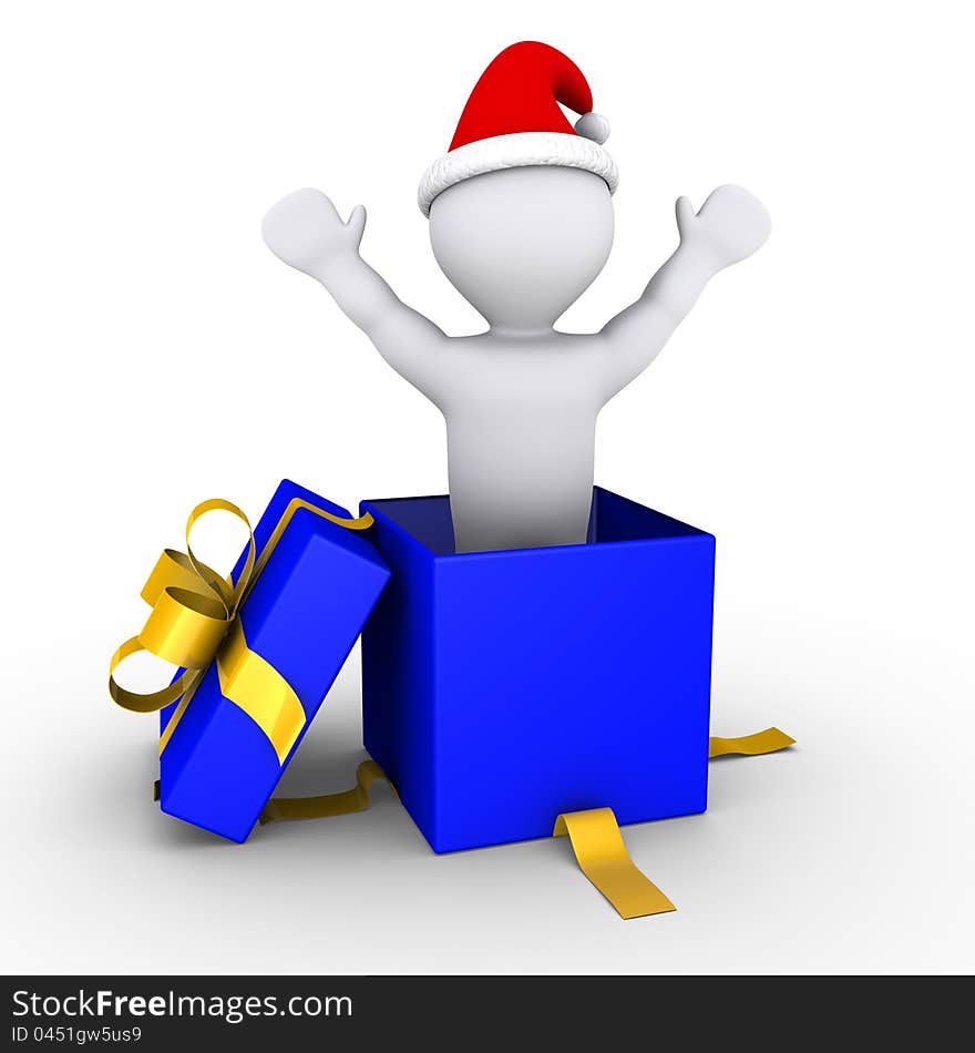 Boy Coming Out Of A Present