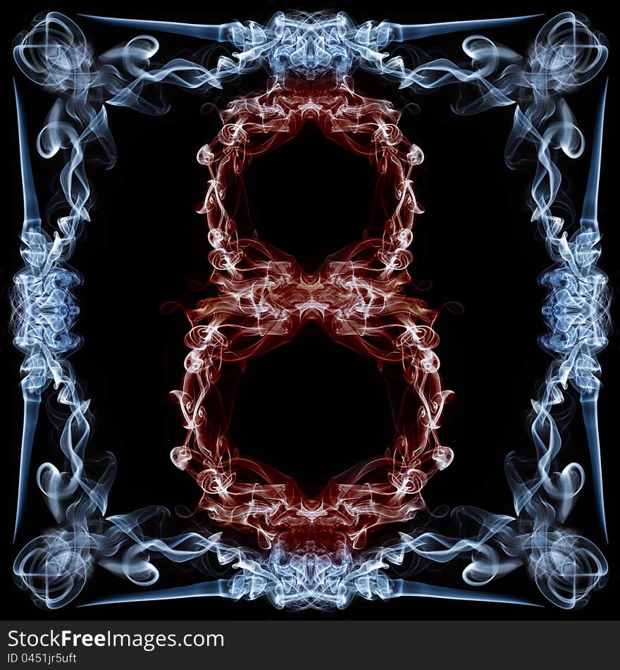 Number Eight Made Of Smoke In Frame