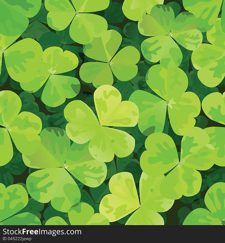 Seamless pattern with clover leaves