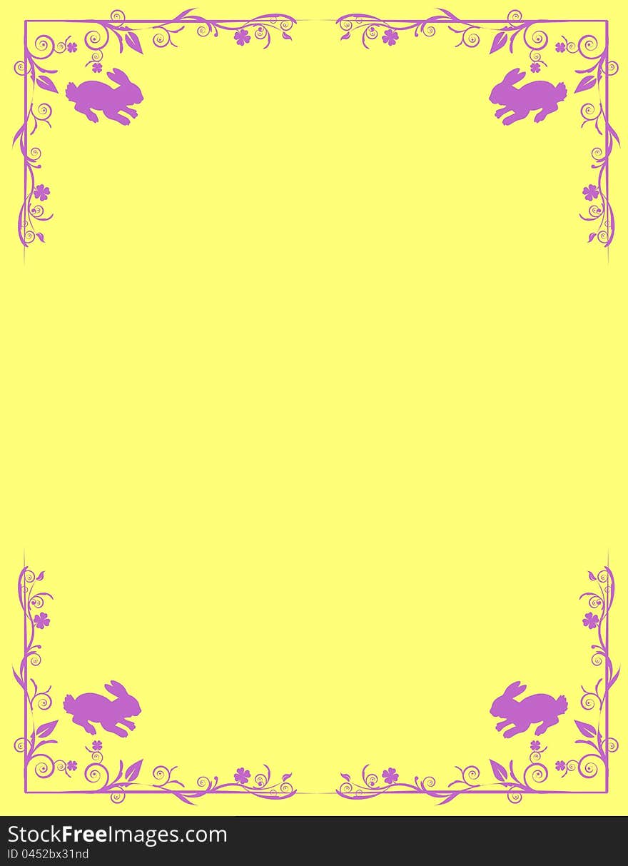 An Easter themed image with bunny rabbits and a floral border. Vector eps8 / clip art. An Easter themed image with bunny rabbits and a floral border. Vector eps8 / clip art