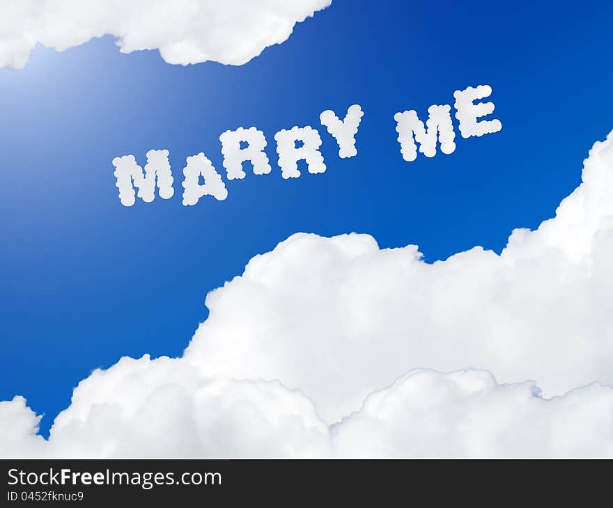 Marry me text in the sky