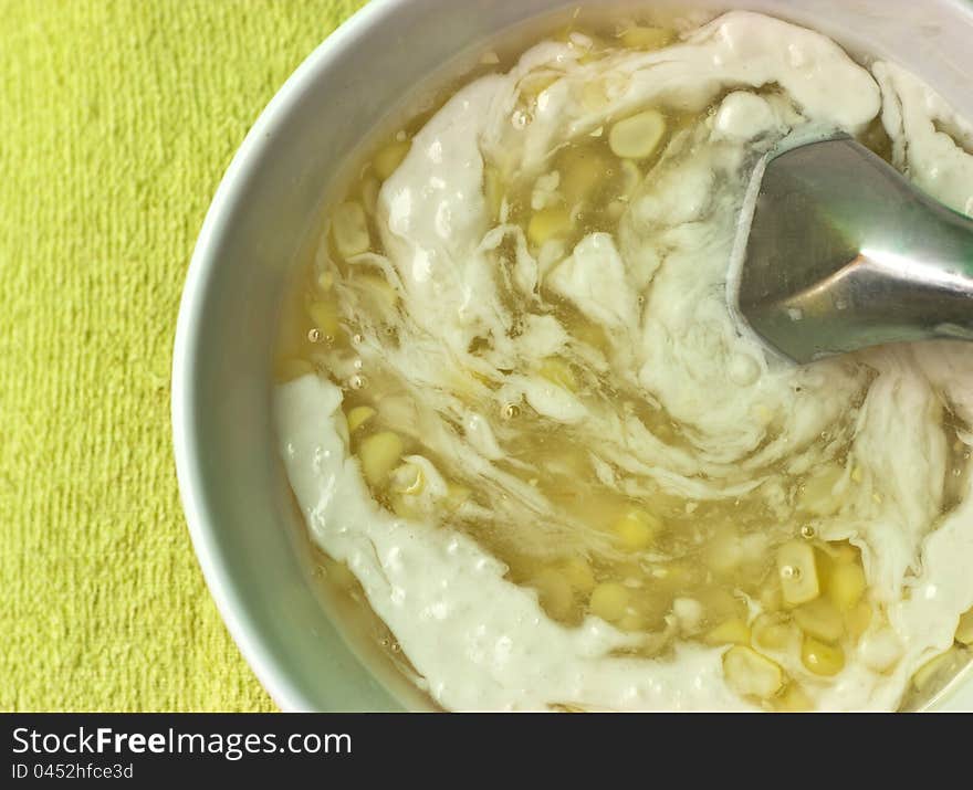 Tapioca with corn and coconut milk [Thai dessert ]