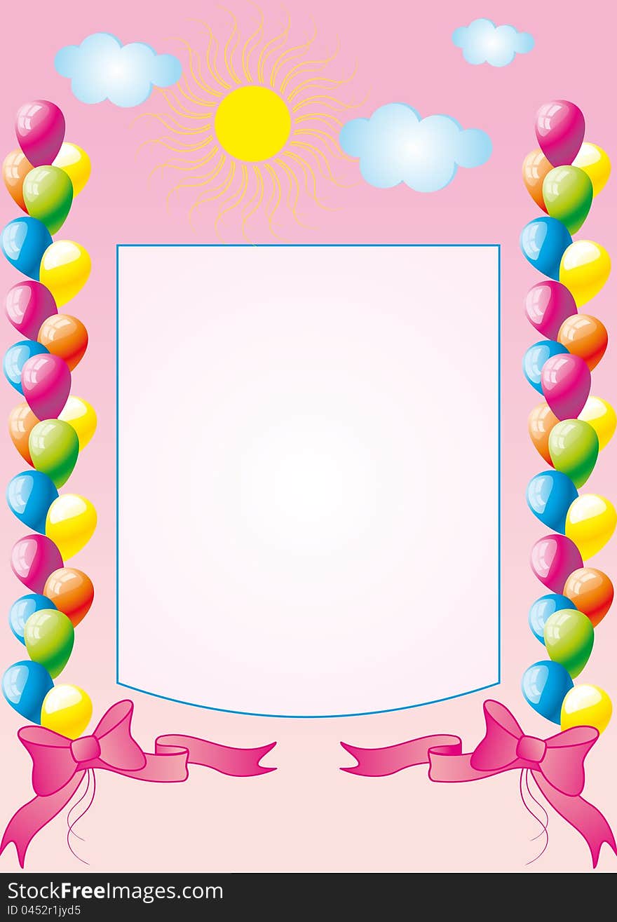 Vector Image Greeting Card with balloons, ribbons, bows. EPS-format supplied. Vector Image Greeting Card with balloons, ribbons, bows. EPS-format supplied.