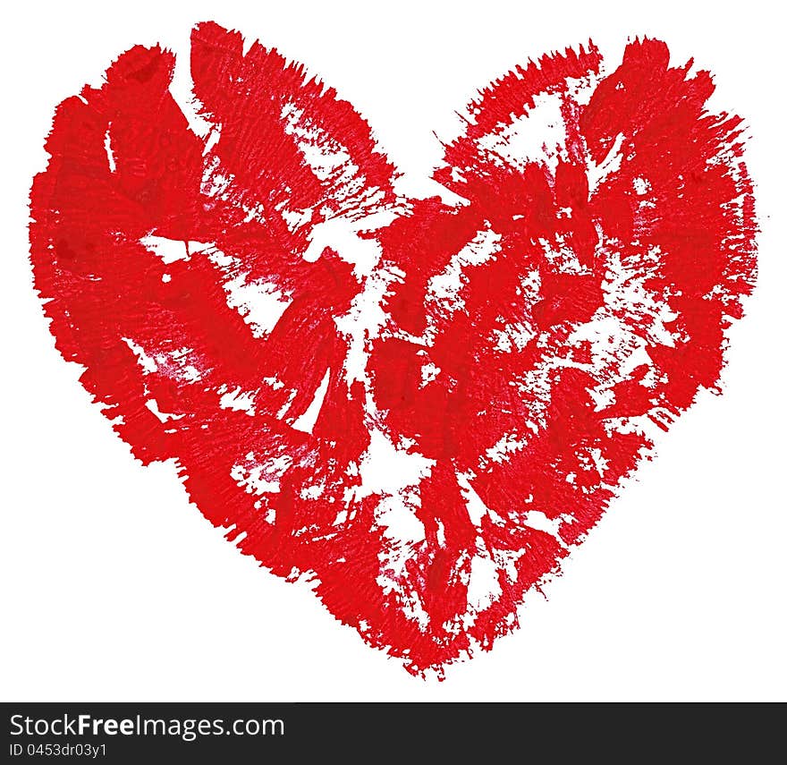 Red watercolour heart isolated on white background. Red watercolour heart isolated on white background.