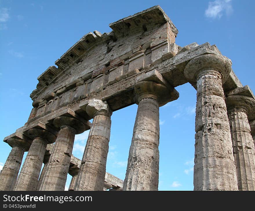 A view of Paestum Temple, Salerno, Italy