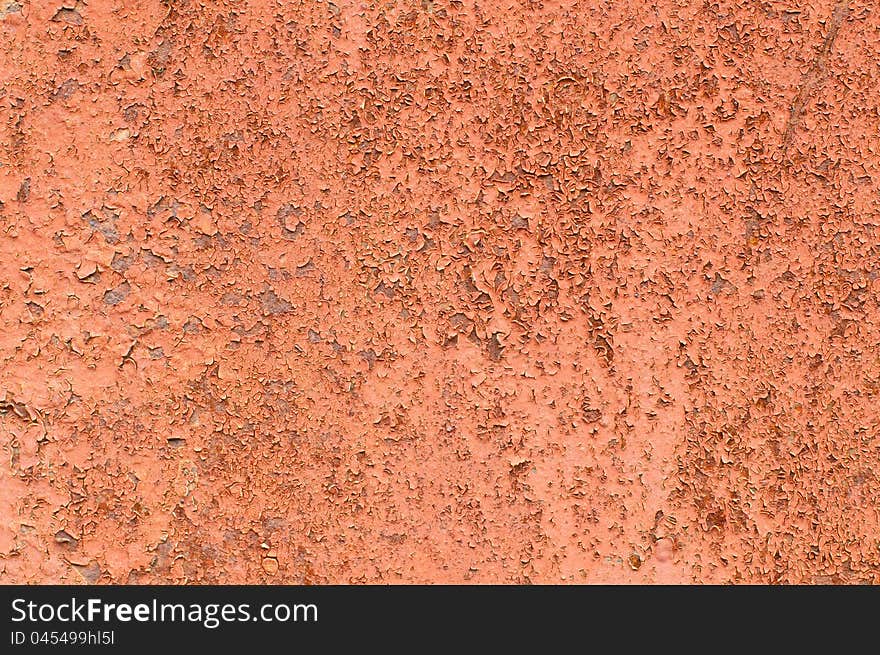 Cracked Peeling Paint On The Wall. Texture.  Closeup