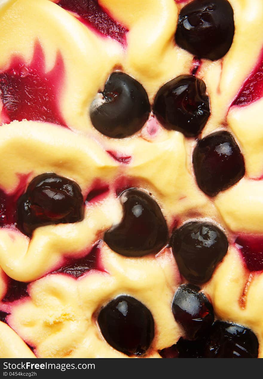 Closeup of ice cream with berries. Closeup of ice cream with berries