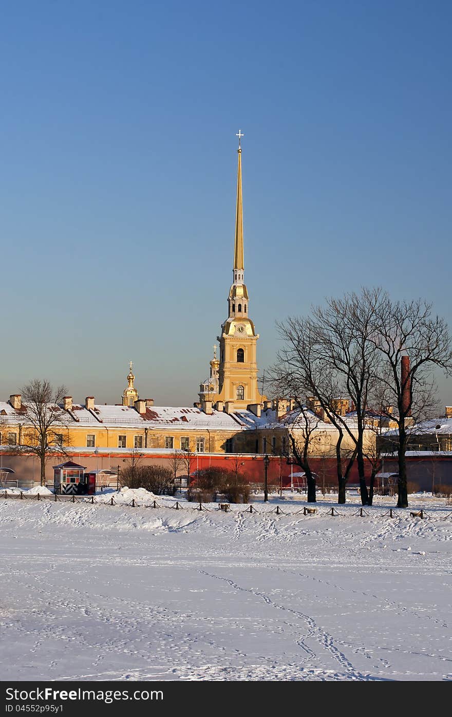 The Peter and Paul Fortress in St.-Petersburg in the winter