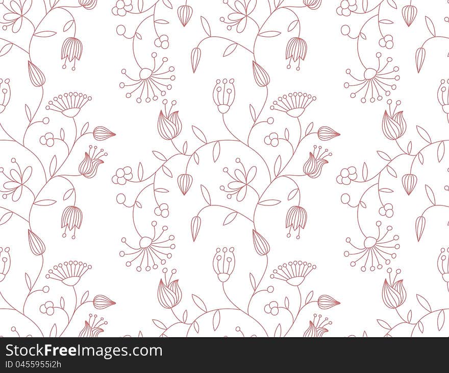 Vector Background With Floral Pattern.