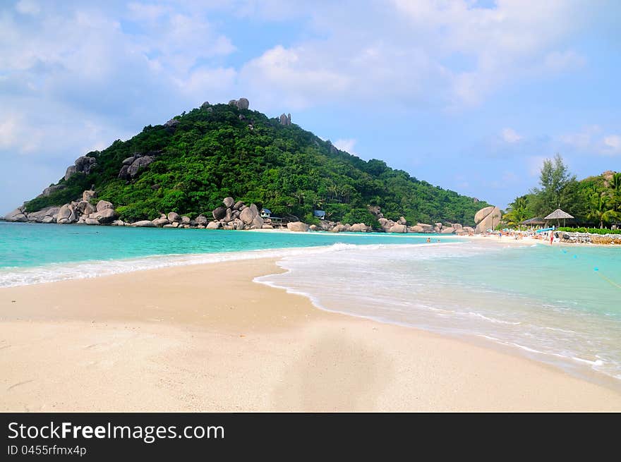 Nanyuan Island.The sea is separated by the white beach. Nanyuan Island.The sea is separated by the white beach