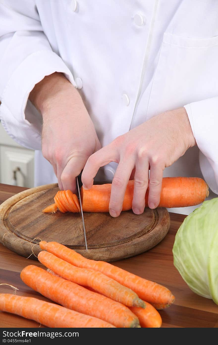 Cutting Carrot With Knife