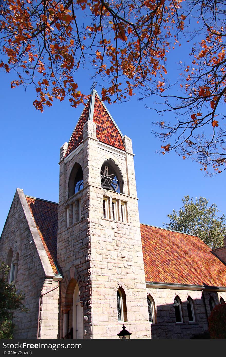 Historic beautiful church against blue sky