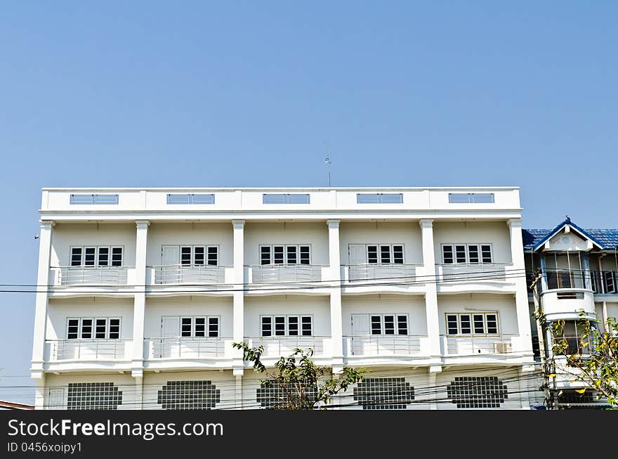 Abstract of white building show texture and pattern