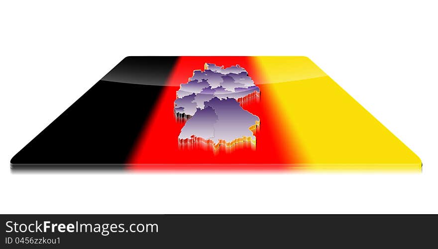 3D Map Of Germany On A 3d Flag