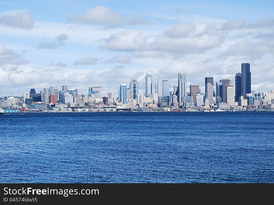 A view of downtown Seattle from Seacrest Park. A view of downtown Seattle from Seacrest Park