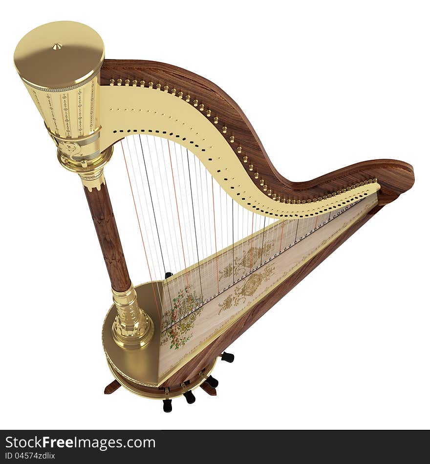 Harp isolated on white background