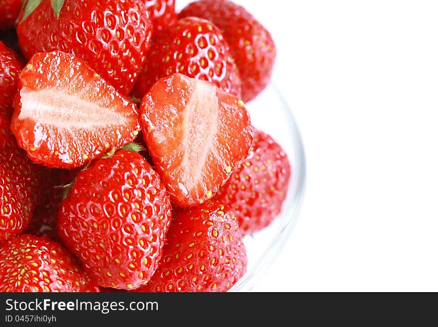 Fresh red strawberries isolated on white. Fresh red strawberries isolated on white