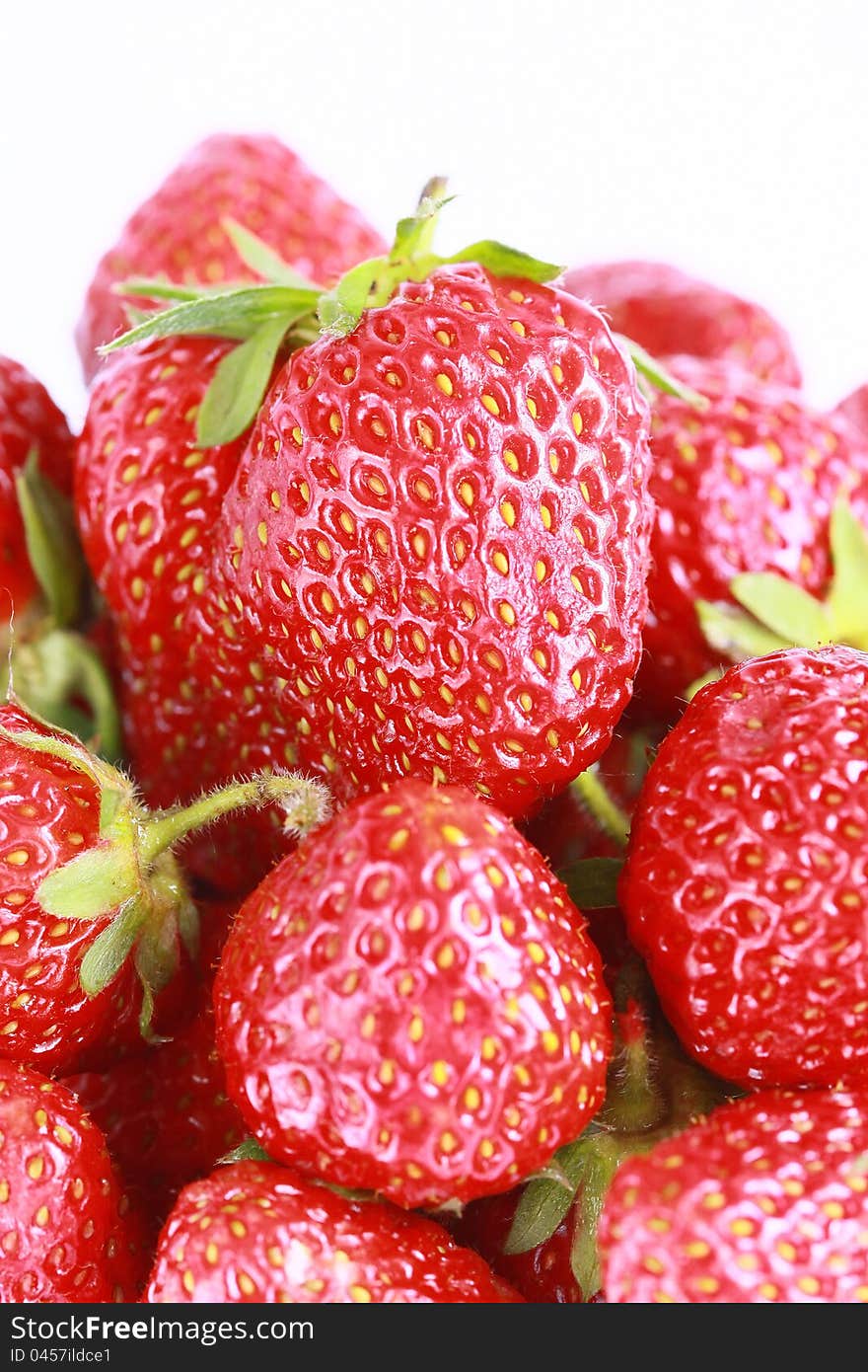 Fresh red strawberries isolated on white. Fresh red strawberries isolated on white