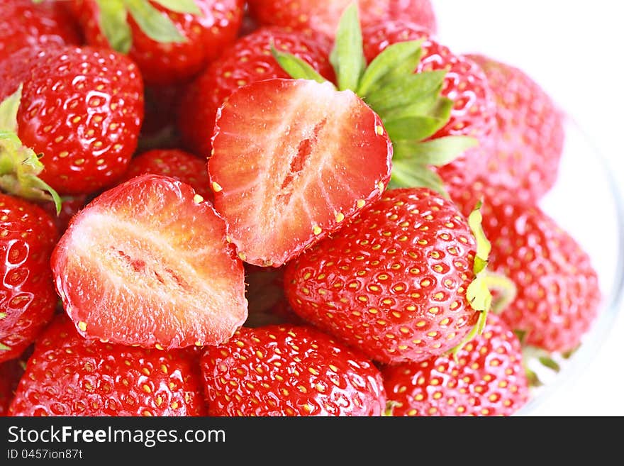 Fresh red strawberries isolated on white. Fresh red strawberries isolated on white