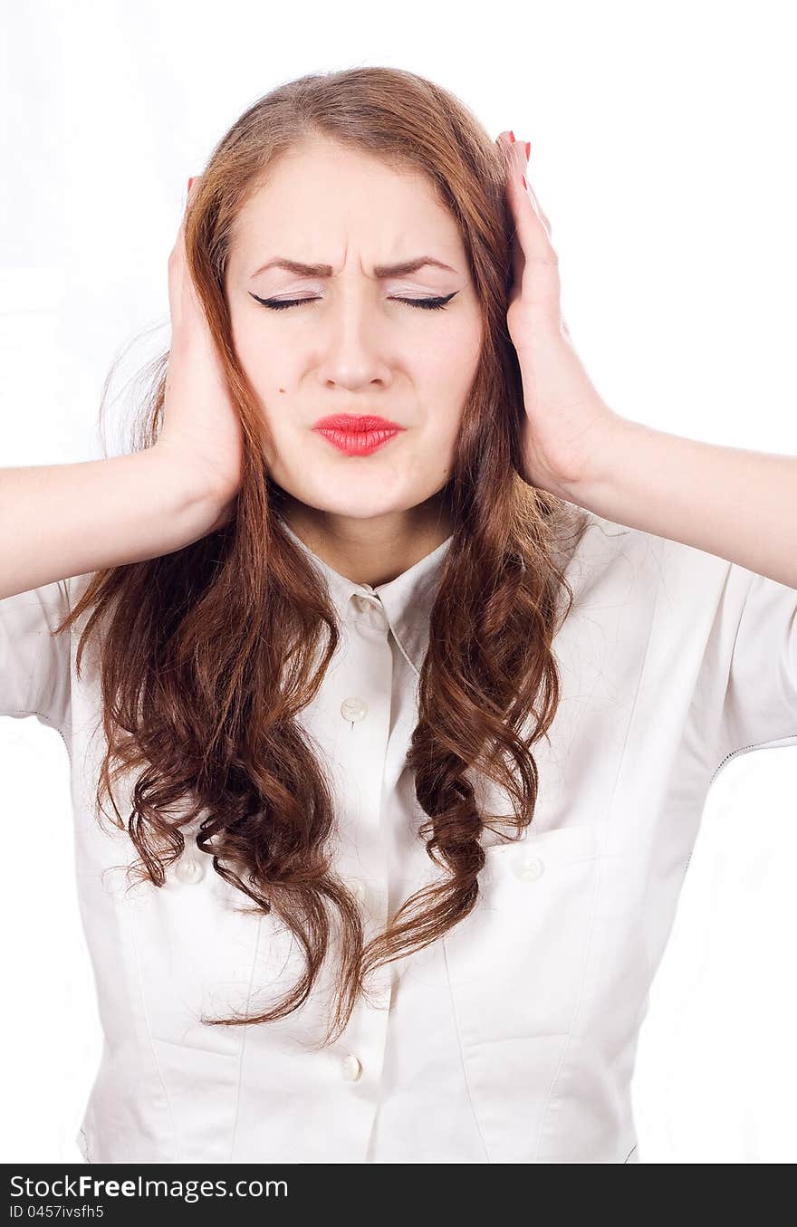 Frustrated she covers his ears with his hands, refusing to listen to. Frustrated she covers his ears with his hands, refusing to listen to