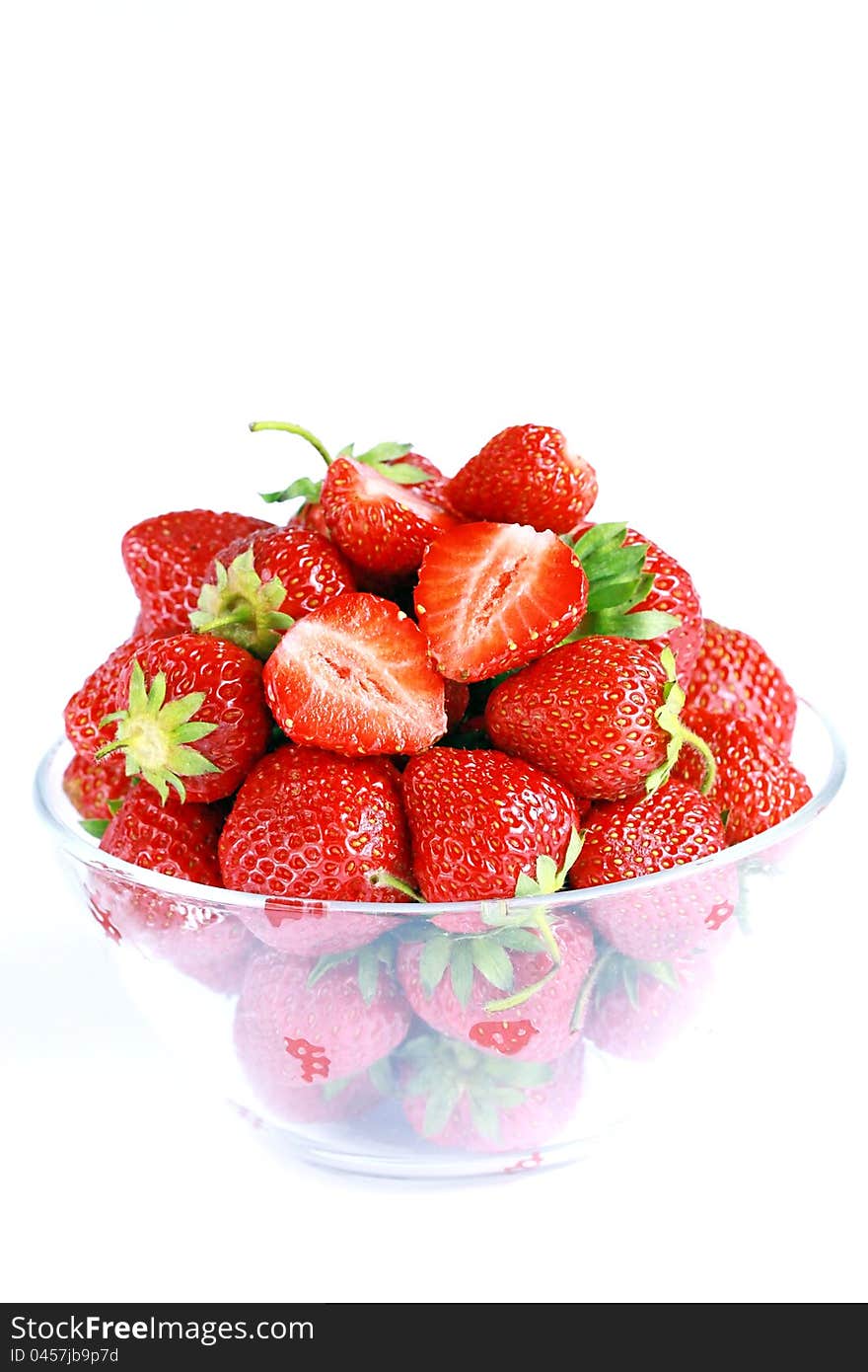 Fresh red strawberries isolated on white. Fresh red strawberries isolated on white