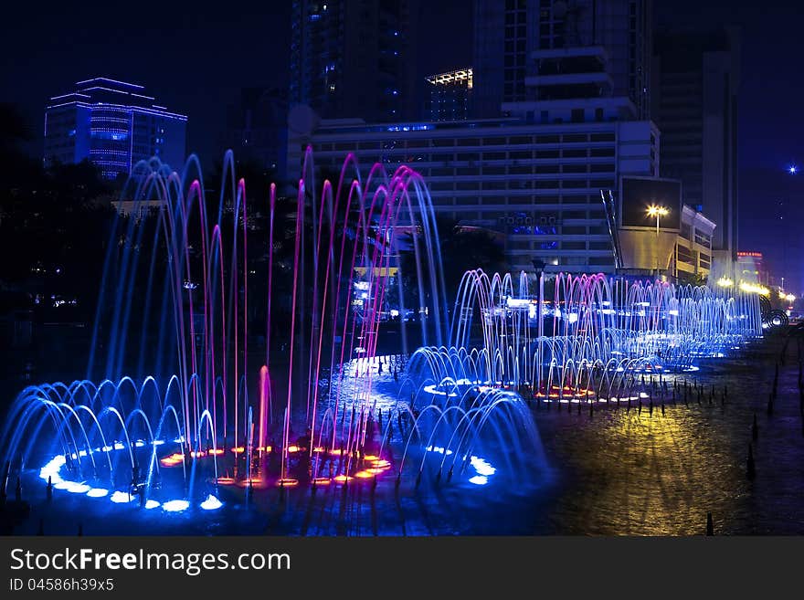 Music fountain at night