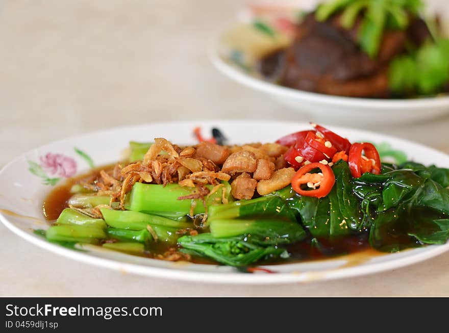 Stir fried chinese kale with oyster sauce