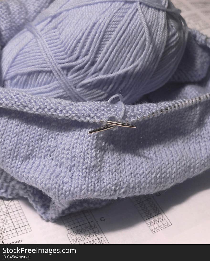 Knitting baby-clothes.