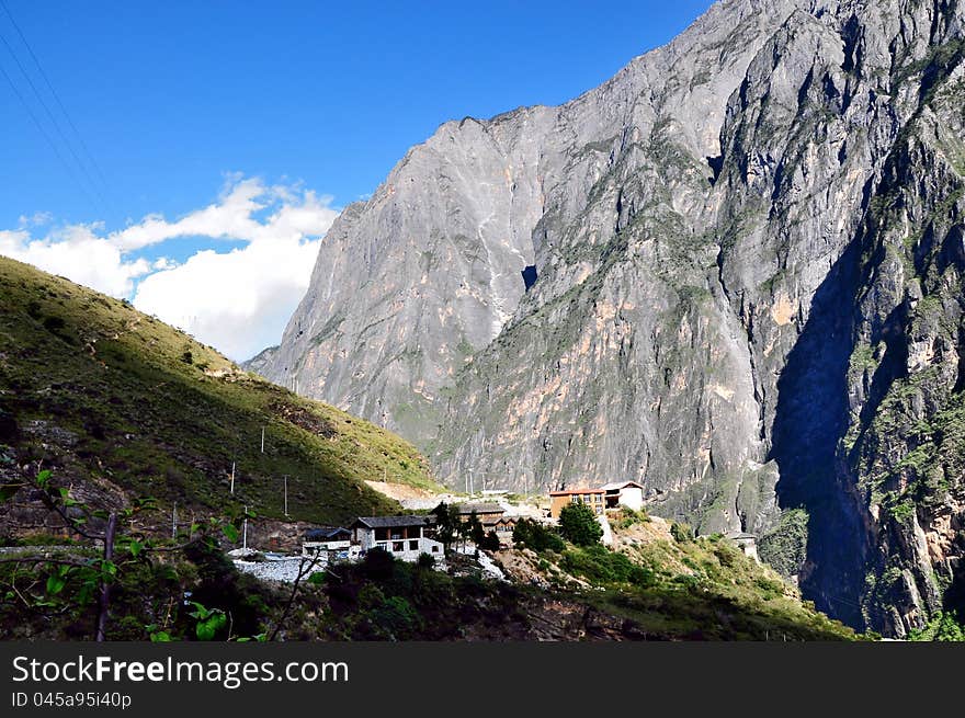 A Small Village at Tiger Leaping Gorge,Beside Jinshajiang River,Lijiang,Yunnan,China