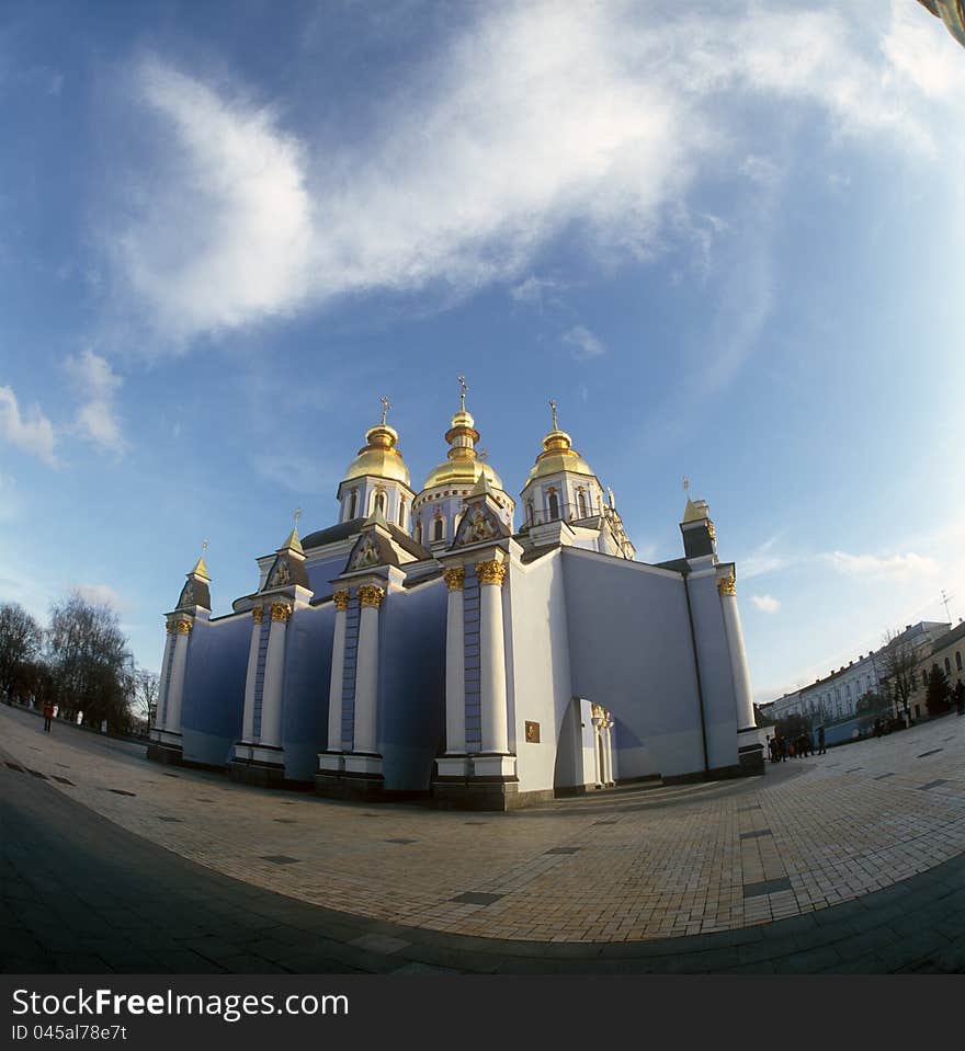 St. Michael cathedral against a blue sky. Kyiv, Ukraine. St. Michael cathedral against a blue sky. Kyiv, Ukraine.