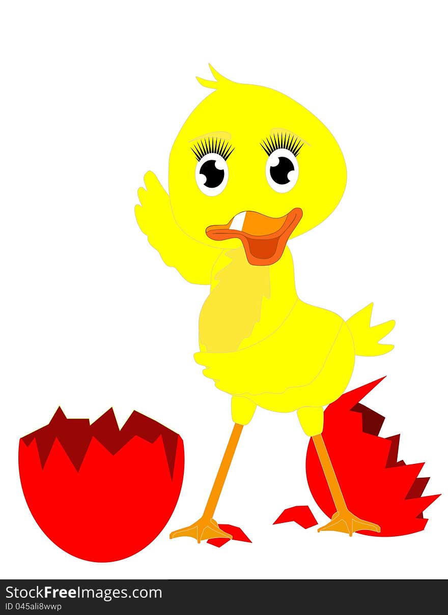 Clip art of a new born duckie, beside its shell. Clip art of a new born duckie, beside its shell..