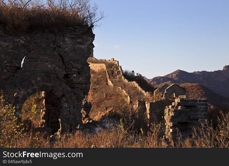 The relic of the great wall in huludao, liaoning province