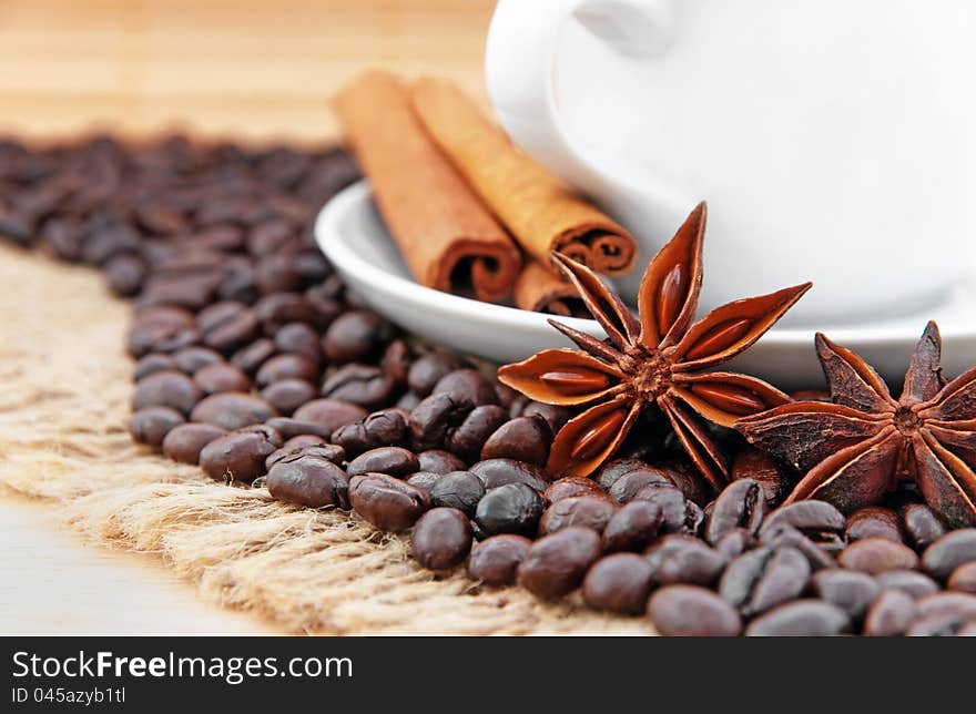 Coffee and cinnamon still life