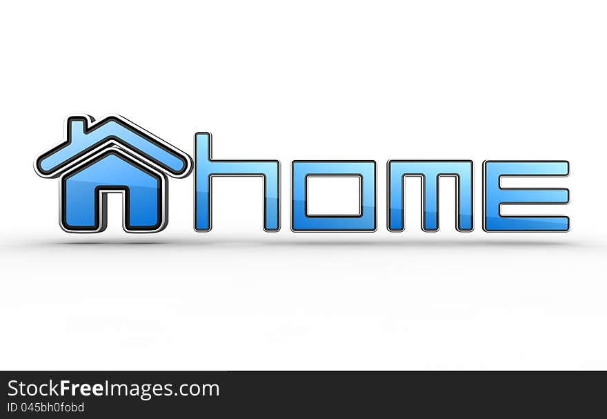 Sign of Home in Blue Color on White