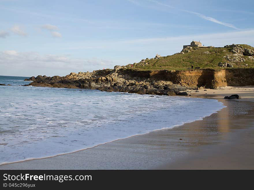 About 5 minutes walk from St Ives, Cornwall, you find Porthmeor beach. About 5 minutes walk from St Ives, Cornwall, you find Porthmeor beach