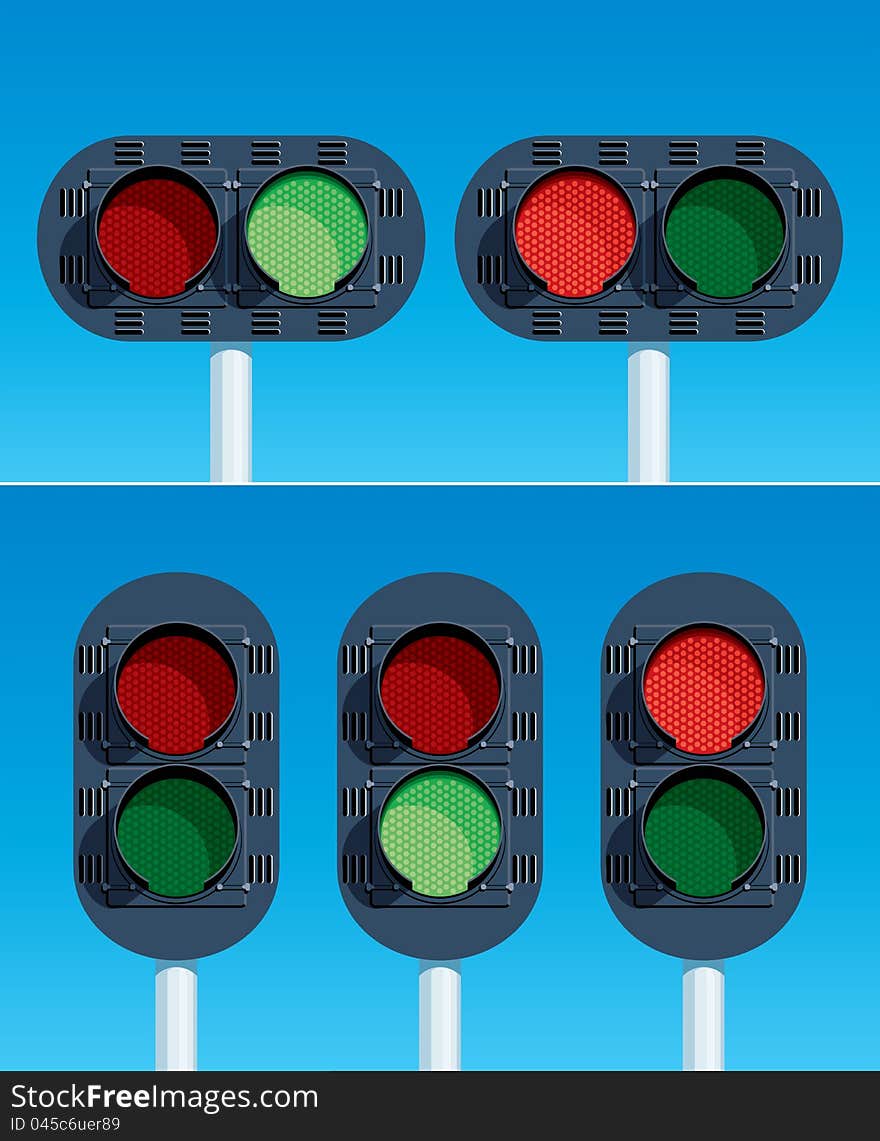 Railway Traffic Lights. Vector illustration.