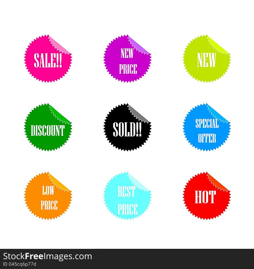 Sales stickers colorful isolated in a white background.eps file is available. Sales stickers colorful isolated in a white background.eps file is available