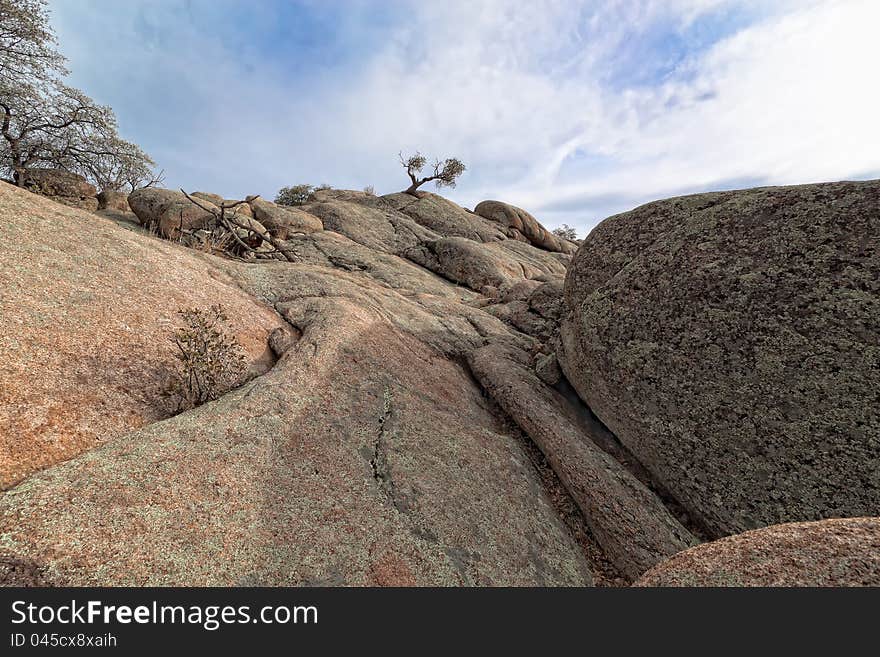 This is one of the numerous granite boulders of the Granite Dells, a popular climbing and hiking area in Prescott, AZ. This is one of the numerous granite boulders of the Granite Dells, a popular climbing and hiking area in Prescott, AZ